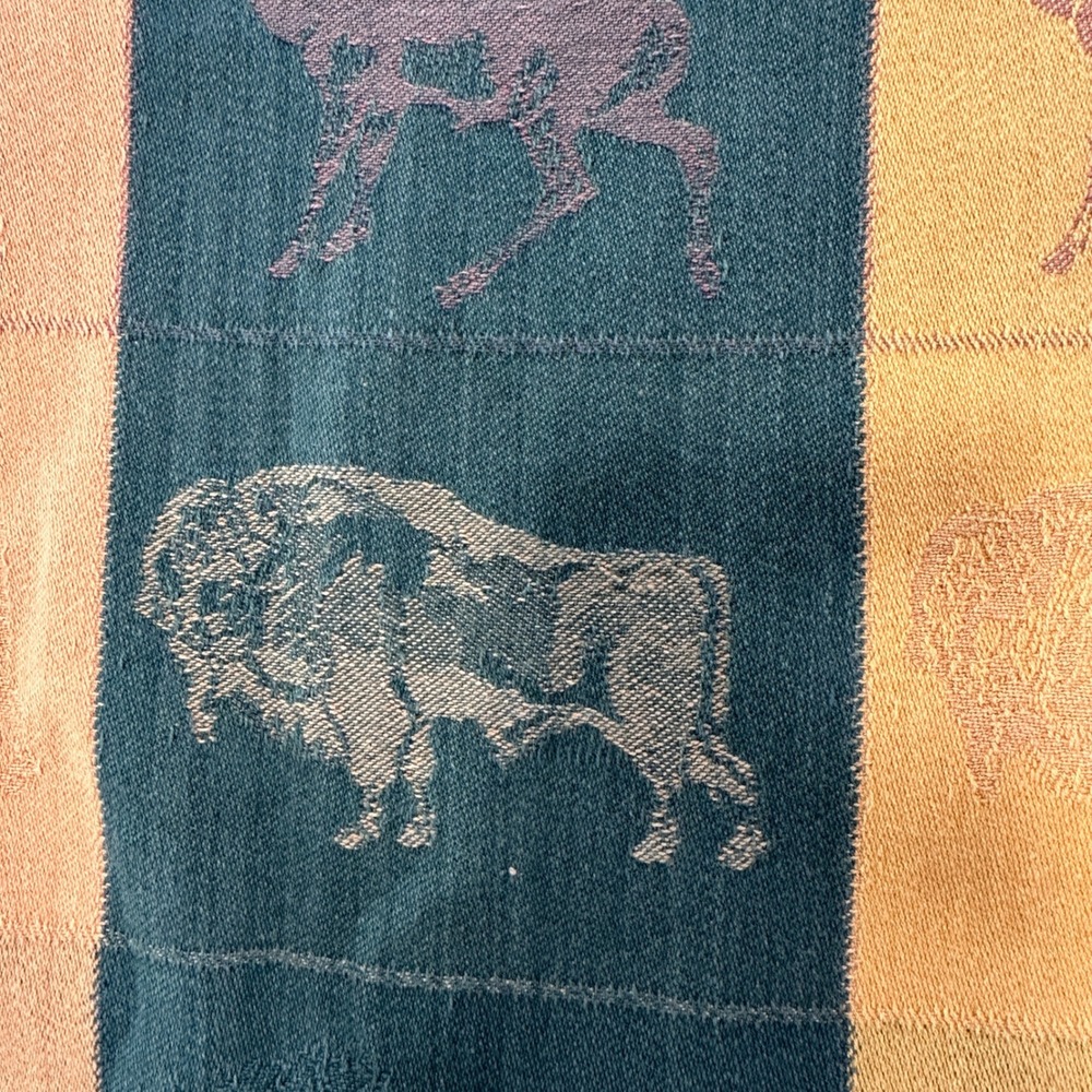 Artisans Inc Wildlife Handloomed Cotton Throw Blanket 56x56 Multicolor Lodgecore - Picture 2 of 8